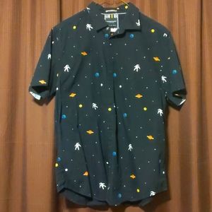 Casual Button Down Shirt Outer Space